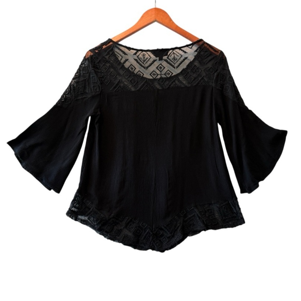 CORVIA Black Lacy Asymmetrical Blouse Size S - Picture 2 of 2